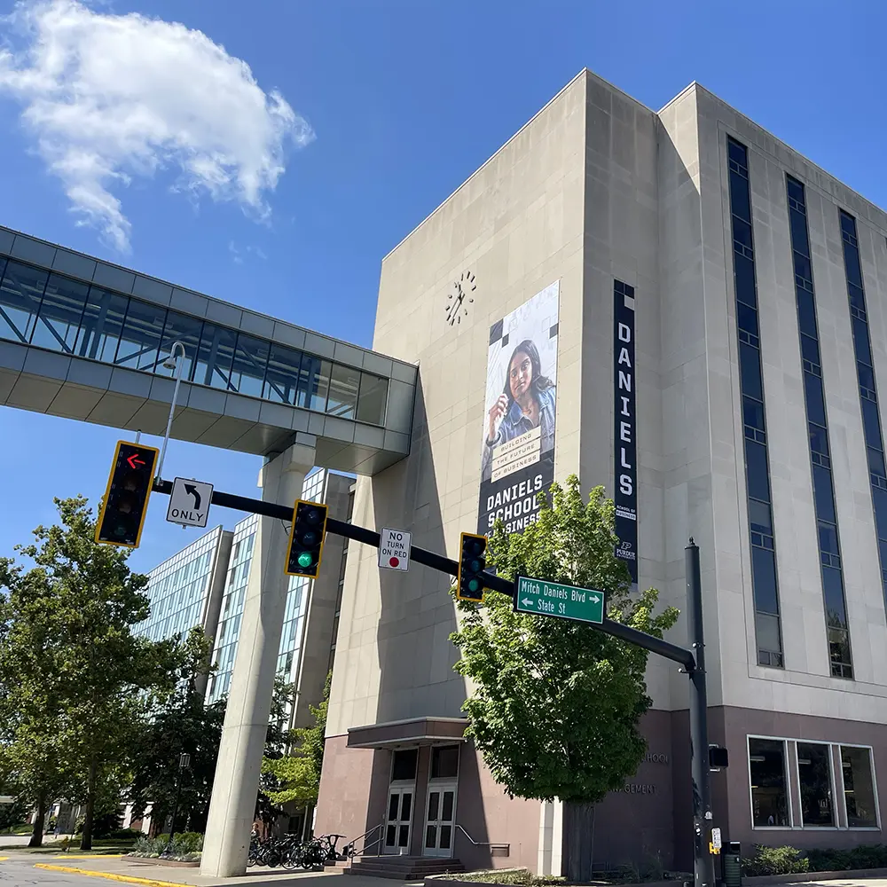 Photo of the Krannert building at the Daniels School of Business