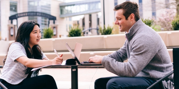 student working with mentor