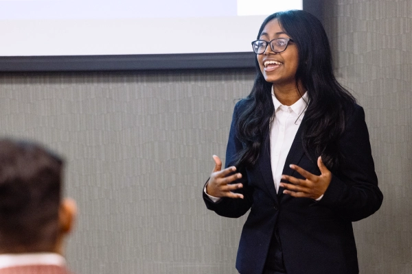 Student presenting work at competition