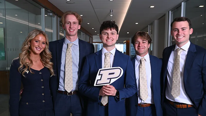 Eisenberg Real Estate Challenge team, left to right: Ava Aupperle, Avery Huber, Charlie Orris, Luke Starr, and Zane Barnett.
