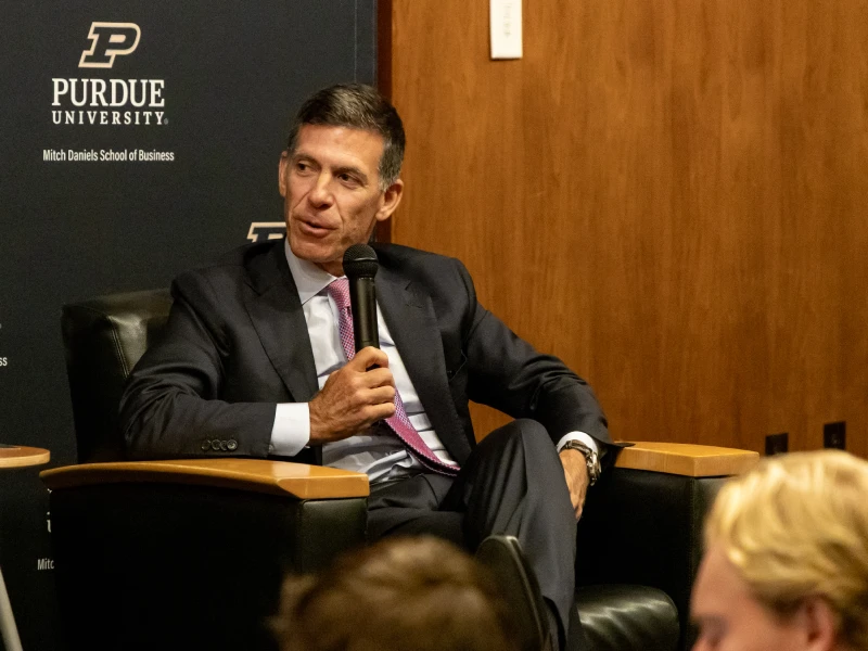 John Waldron in conversation with Purdue President Mitch Daniels
