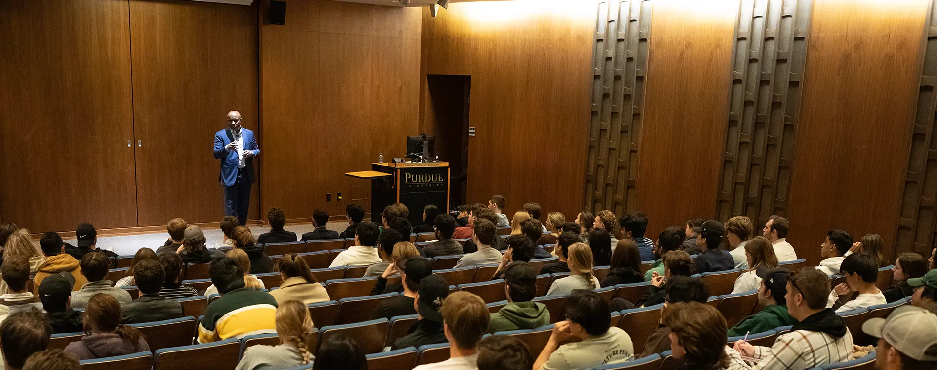 Tarrus Richardson speaking in class