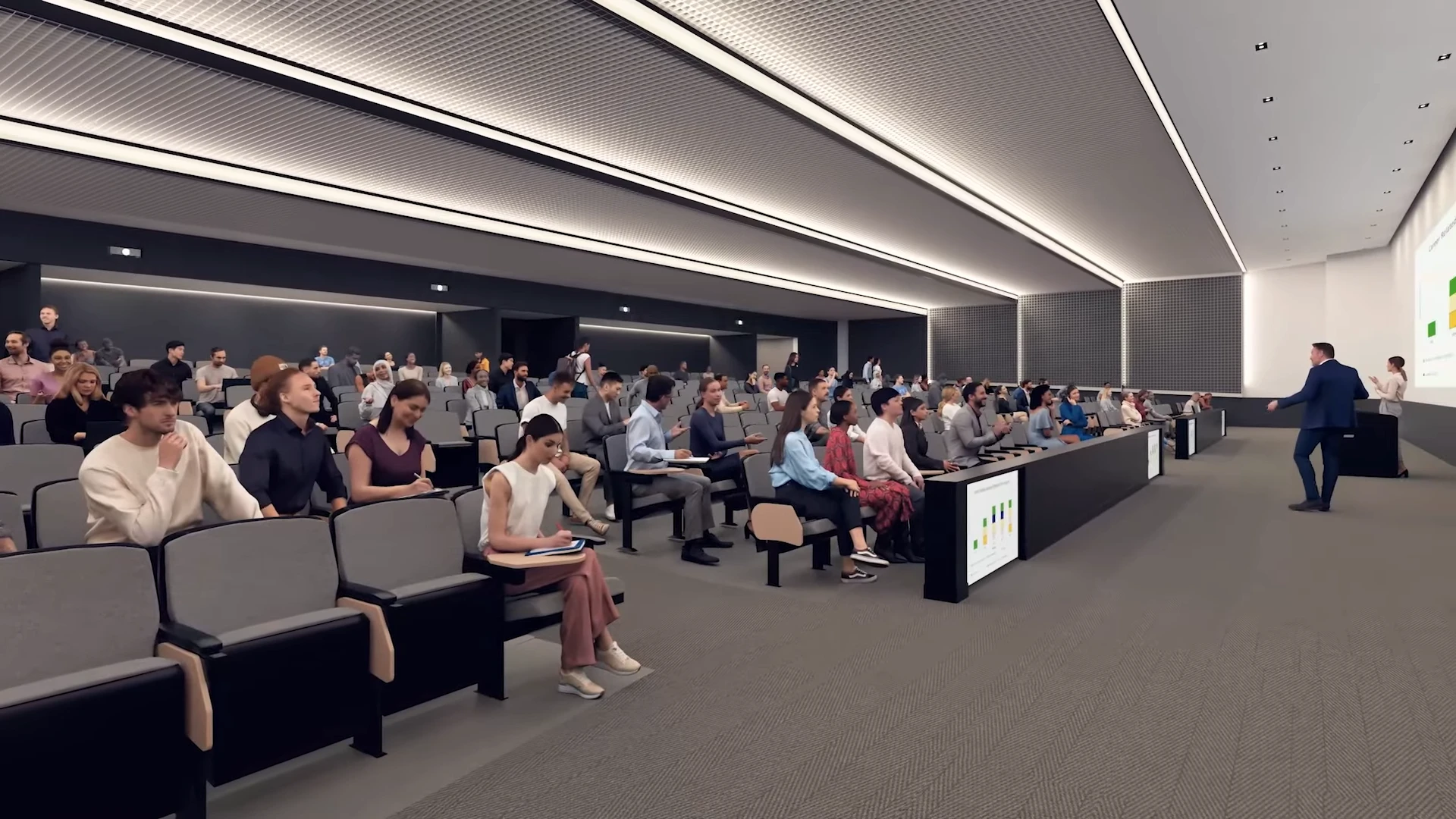 View of classroom with students and lecturer