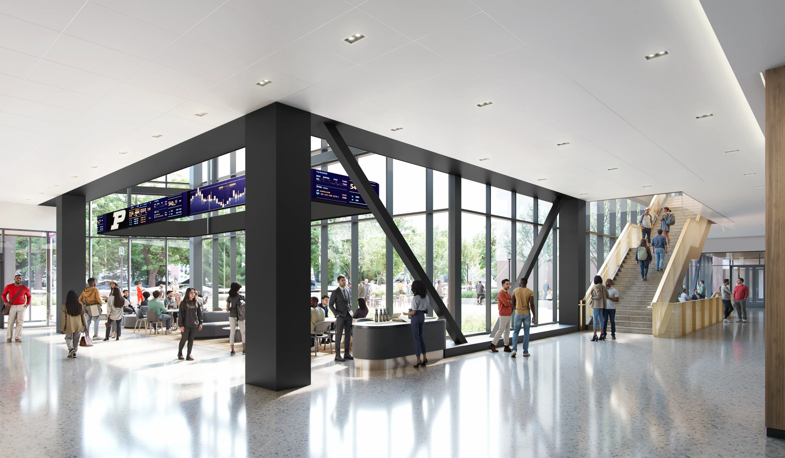 View of first floor lobby in new building