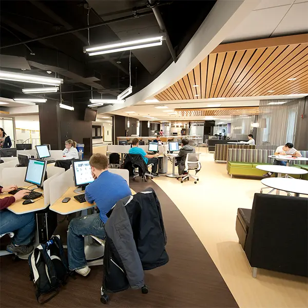 Students work in the Roland G. Parrish Library