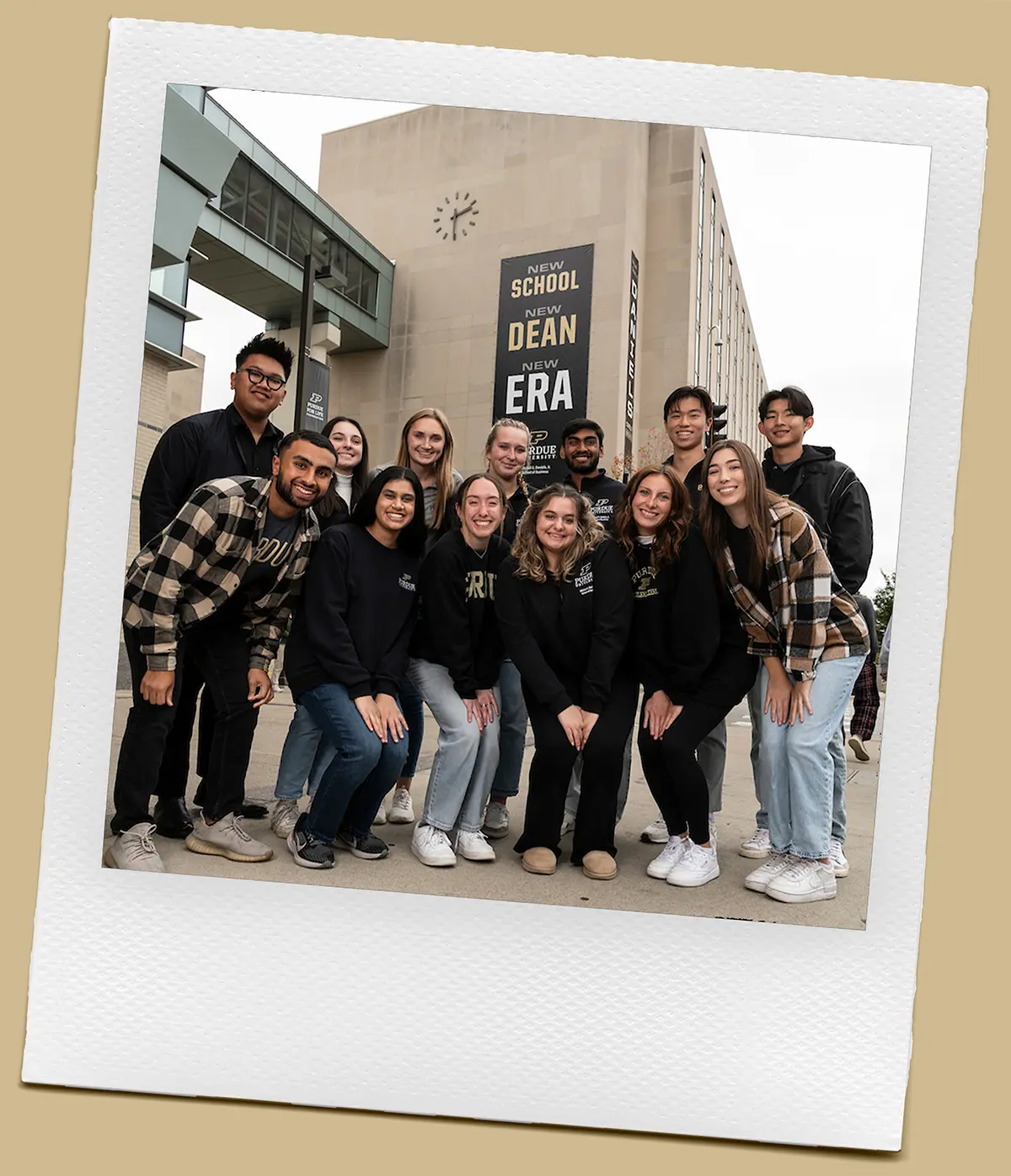 Ambassadors pose outside the Krannert building