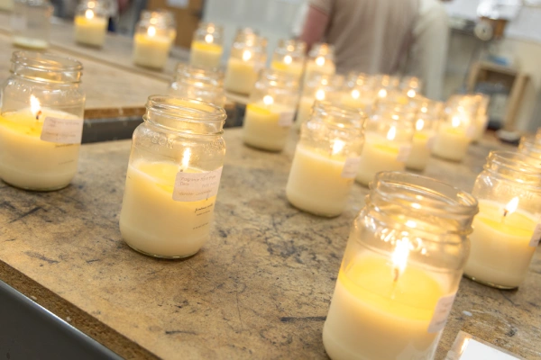 testing tables with many lit candles